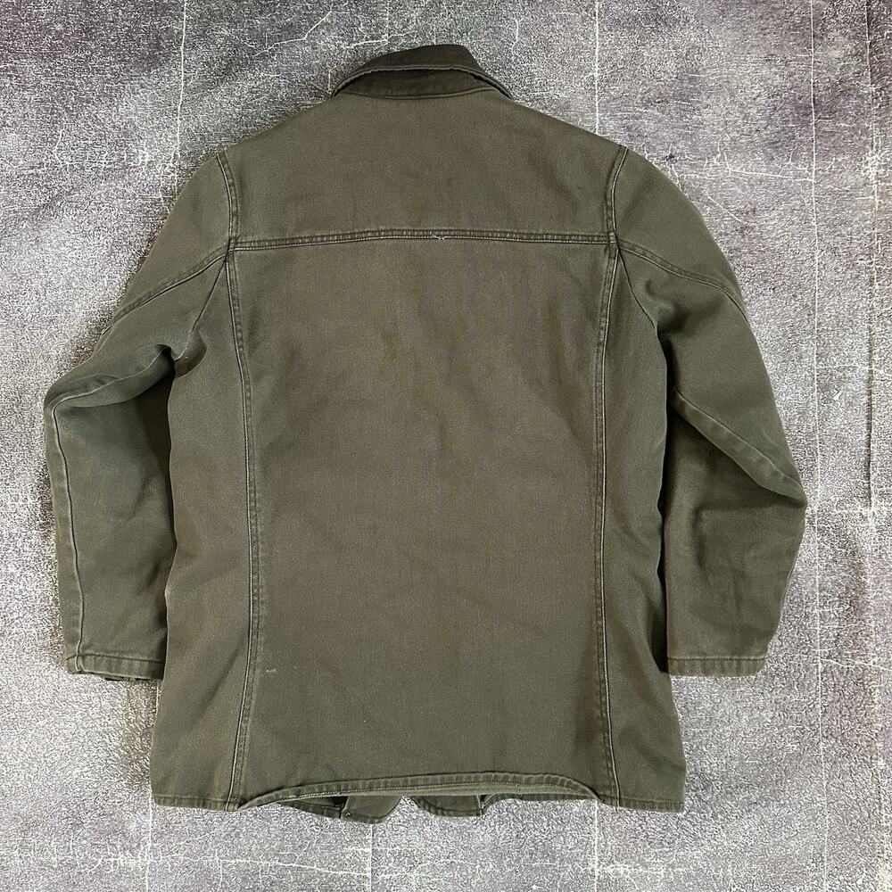 Women's Woolrich Dorrington Olive Green Canvas Fleece Lined Barn Chore Jacket M - Picture 7 of 7